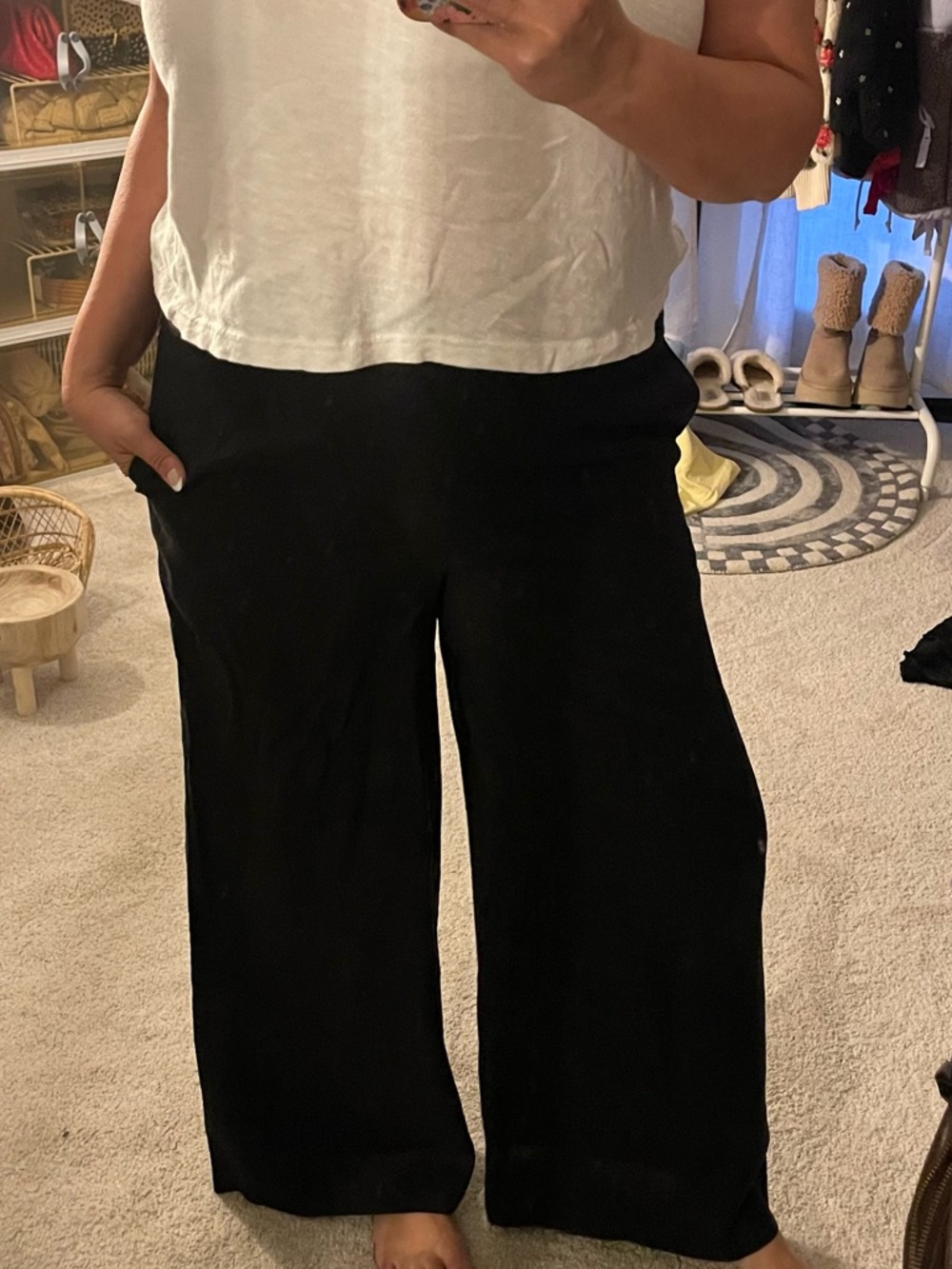 100% linen Wide Leg Black Women's Pants - Casual Comfort - tags attached!